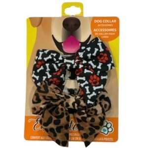 ENCHANTE PET Dog Collar 2 Bows Accessory Cute Paws Hearts Bones Animal Print NEW